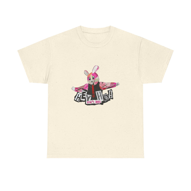 Hey Ho! Punk Bunny Graphic Organic T-Shirt - Fun & Quirky Tee for Punk Rockers
