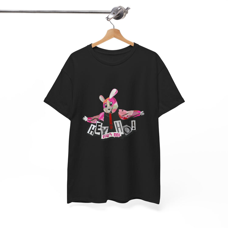 Hey Ho! Punk Bunny Graphic Organic T-Shirt - Fun & Quirky Tee for Punk Rockers