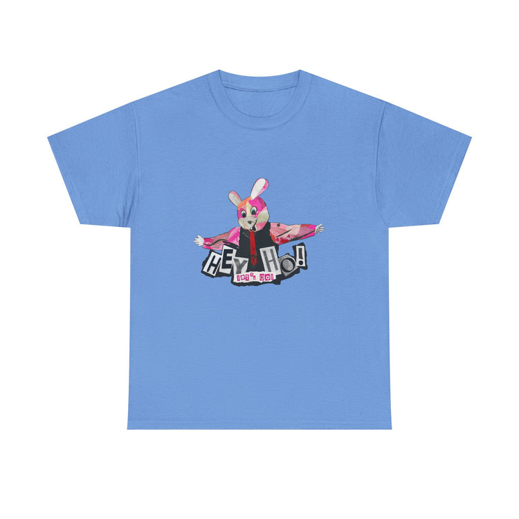 Hey Ho! Punk Bunny Graphic Organic T-Shirt - Fun & Quirky Tee for Punk Rockers