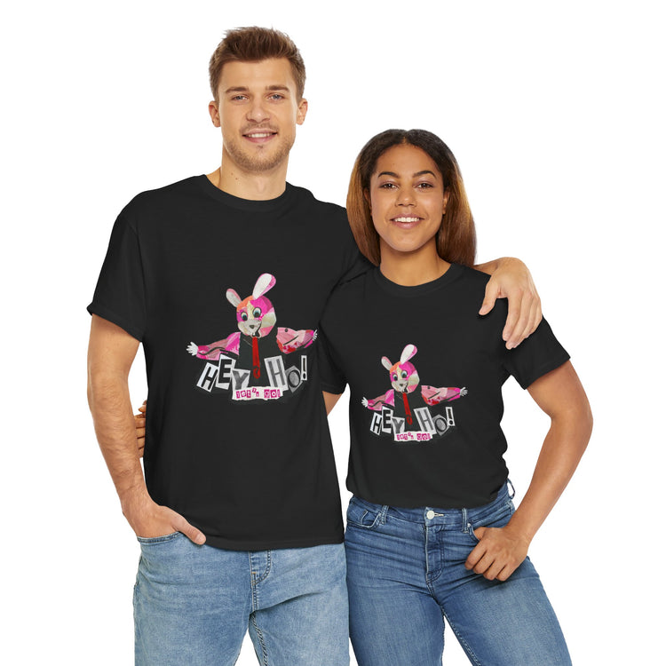 Hey Ho! Punk Bunny Graphic Organic T-Shirt - Fun & Quirky Tee for Punk Rockers