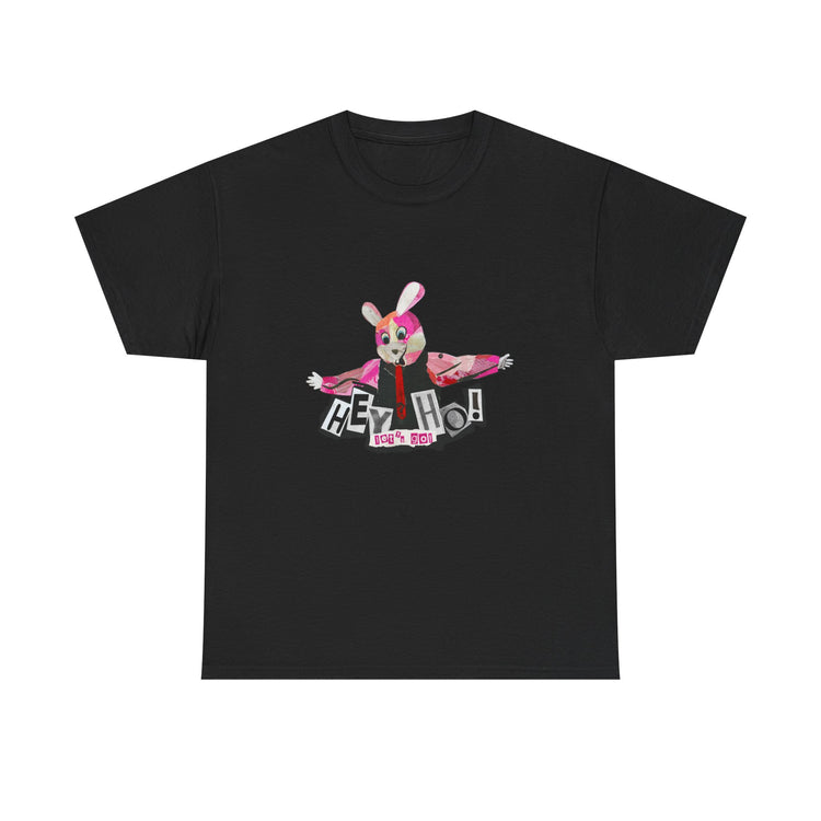 Hey Ho! Punk Bunny Graphic Organic T-Shirt - Fun & Quirky Tee for Punk Rockers