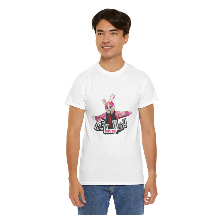 Hey Ho! Punk Bunny Graphic Organic T-Shirt - Fun & Quirky Tee for Punk Rockers