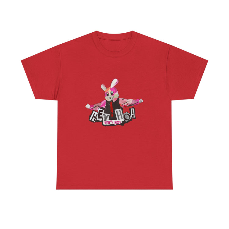 Hey Ho! Punk Bunny Graphic Organic T-Shirt - Fun & Quirky Tee for Punk Rockers