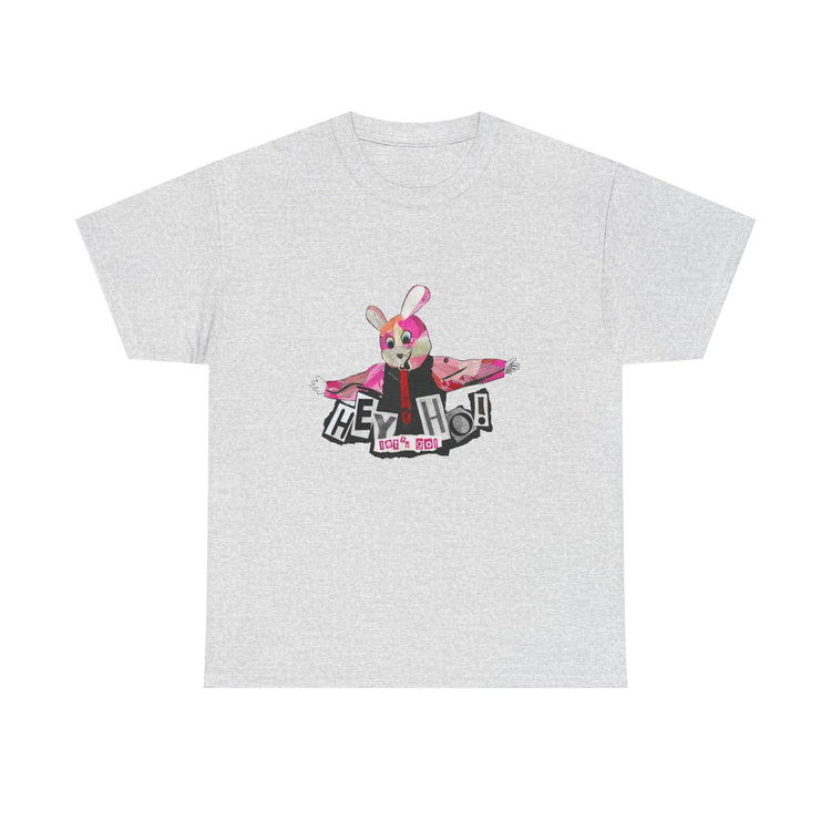 Hey Ho! Punk Bunny Graphic Organic T-Shirt - Fun & Quirky Tee for Punk Rockers