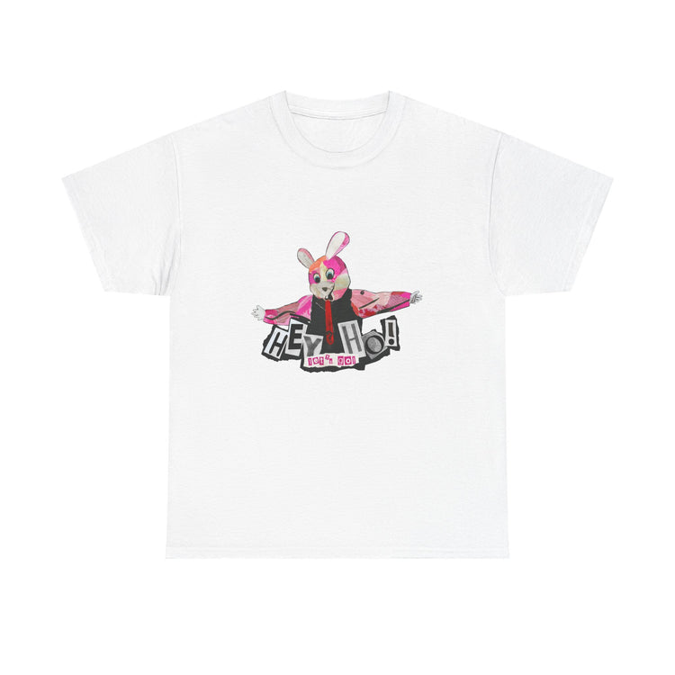 Hey Ho! Punk Bunny Graphic Organic T-Shirt - Fun & Quirky Tee for Punk Rockers