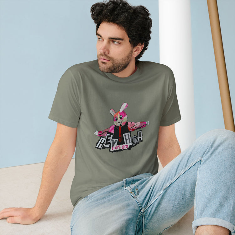 Hey Ho! Punk Bunny Graphic Organic T-Shirt - Fun & Quirky Tee for Punk Rockers