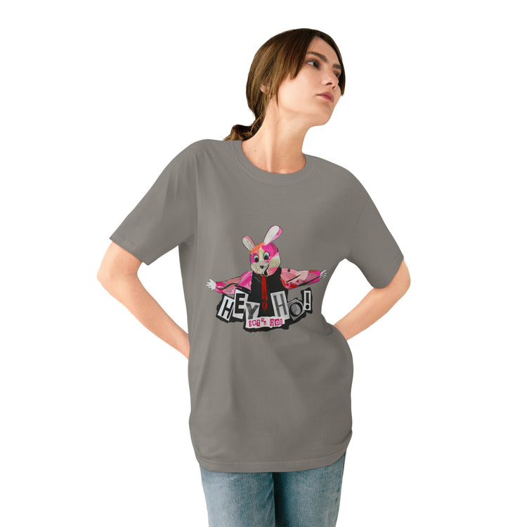 Hey Ho! Punk Bunny Graphic Organic T-Shirt - Fun & Quirky Tee for Punk Rockers