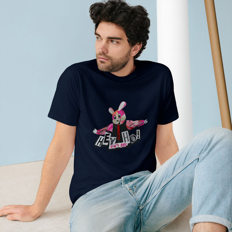 Hey Ho! Punk Bunny Graphic Organic T-Shirt - Fun & Quirky Tee for Punk Rockers