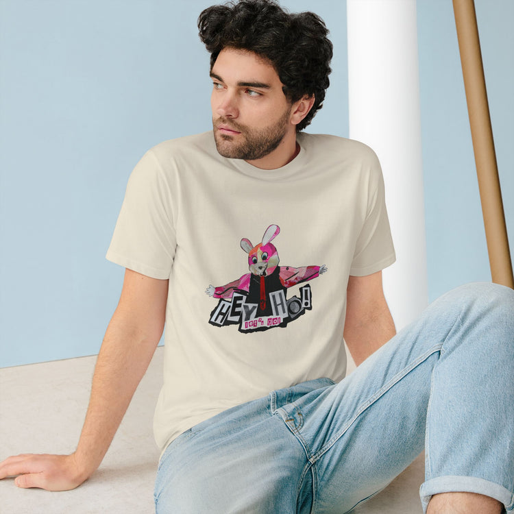 Hey Ho! Punk Bunny Graphic Organic T-Shirt - Fun & Quirky Tee for Punk Rockers