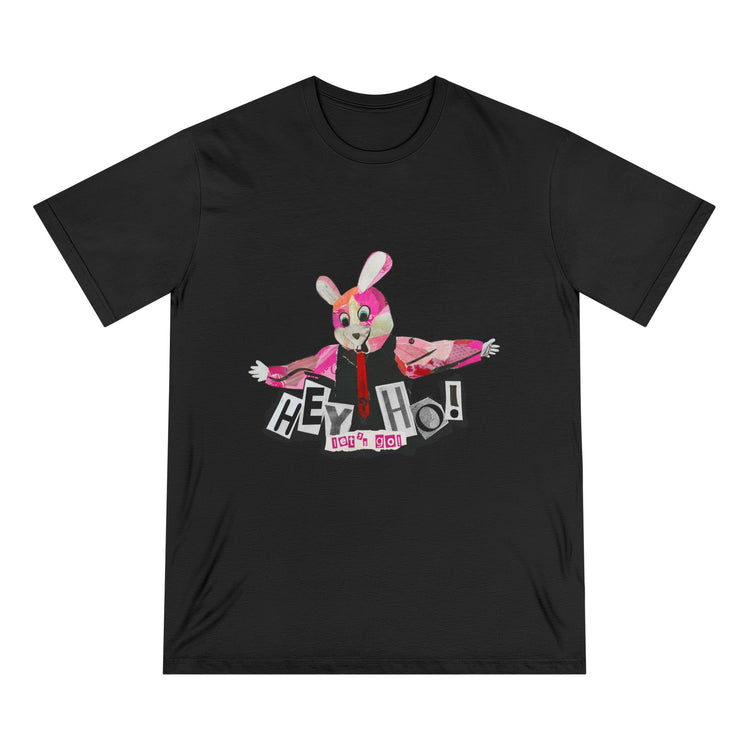 Hey Ho! Punk Bunny Graphic Organic T-Shirt - Fun & Quirky Tee for Punk Rockers