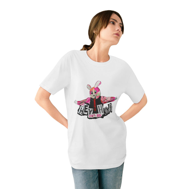 Hey Ho! Punk Bunny Graphic Organic T-Shirt - Fun & Quirky Tee for Punk Rockers