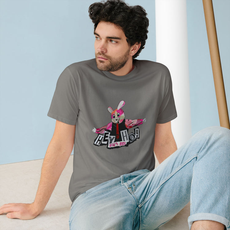 Hey Ho! Punk Bunny Graphic Organic T-Shirt - Fun & Quirky Tee for Punk Rockers