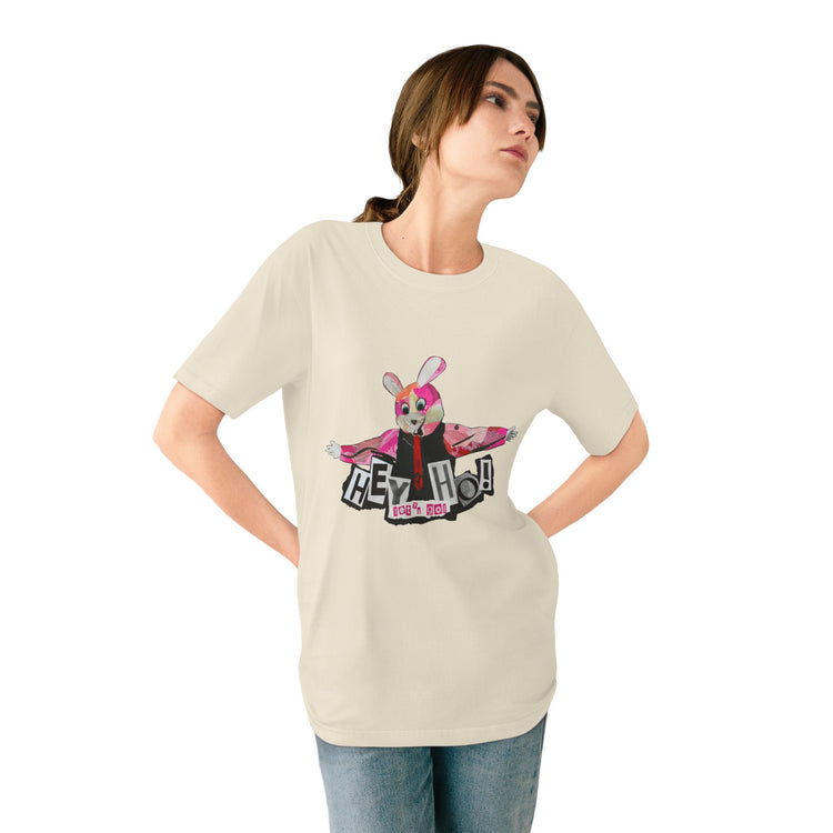 Hey Ho! Punk Bunny Graphic Organic T-Shirt - Fun & Quirky Tee for Punk Rockers