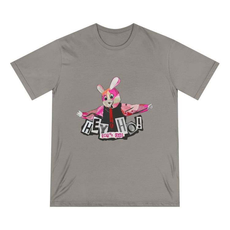 Hey Ho! Punk Bunny Graphic Organic T-Shirt - Fun & Quirky Tee for Punk Rockers