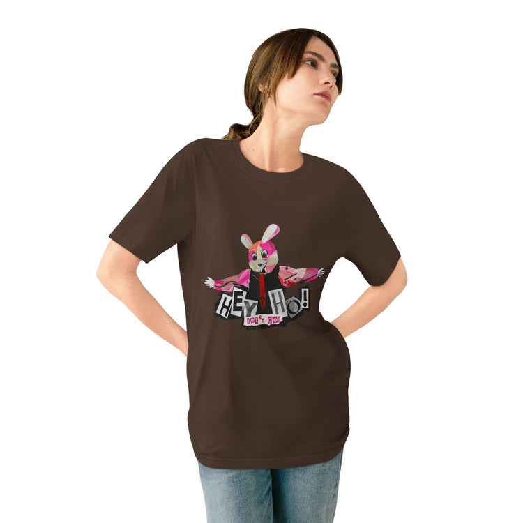 Hey Ho! Punk Bunny Graphic Organic T-Shirt - Fun & Quirky Tee for Punk Rockers