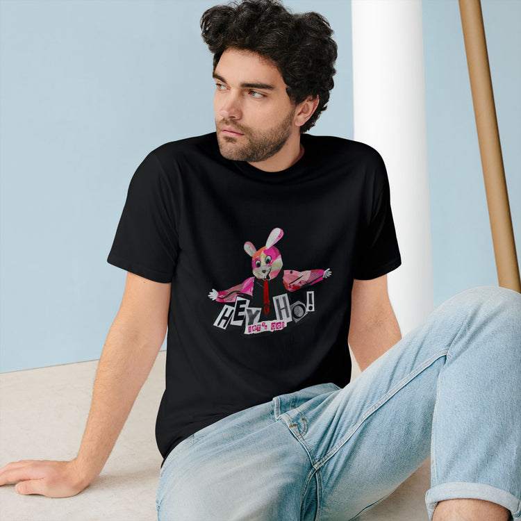 Hey Ho! Punk Bunny Graphic Organic T-Shirt - Fun & Quirky Tee for Punk Rockers