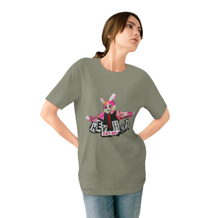 Hey Ho! Punk Bunny Graphic Organic T-Shirt - Fun & Quirky Tee for Punk Rockers